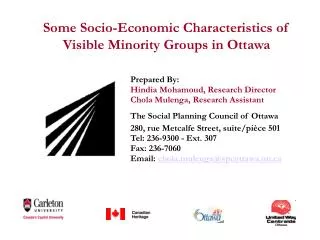 Some Socio-Economic Characteristics of Visible Minority Groups in Ottawa