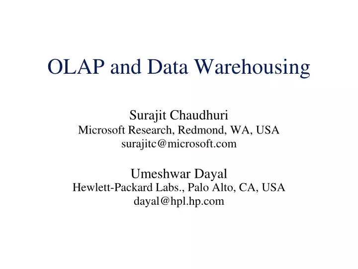 olap and data warehousing