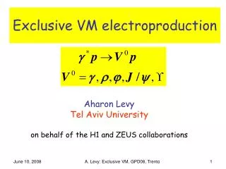 Exclusive VM electroproduction