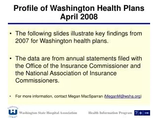 Profile of Washington Health Plans April 2008