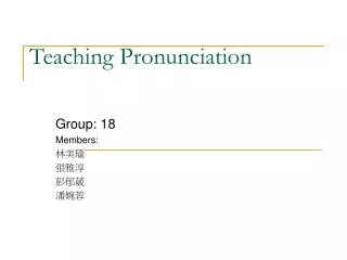 Teaching Pronunciation