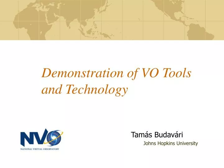 demonstration of vo tools and technology