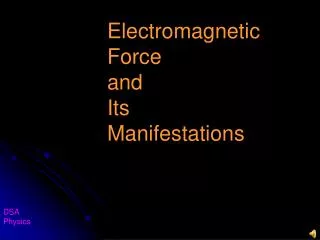 Electromagnetic Force and Its Manifestations