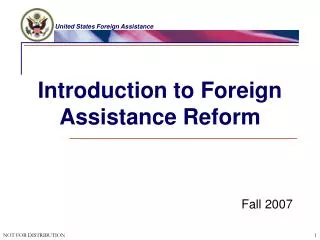 Introduction to Foreign Assistance Reform