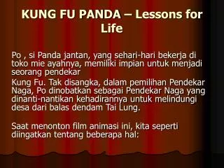 kung fu panda lessons for life