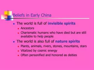 Beliefs in Early China