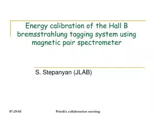 Energy calibration of the Hall B bremsstrahlung tagging system using magnetic pair spectrometer