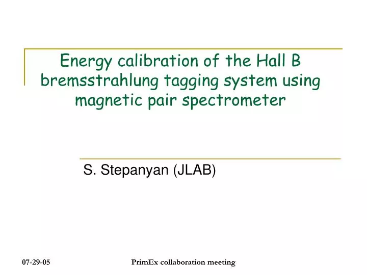 energy calibration of the hall b bremsstrahlung tagging system using magnetic pair spectrometer
