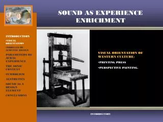 SOUND AS EXPERIENCE ENRICHMENT