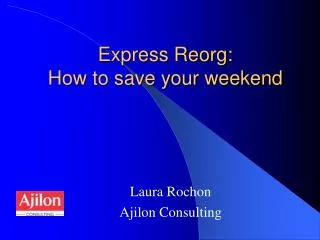 Express Reorg: How to save your weekend