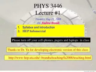 PHYS 3446 Lecture #1
