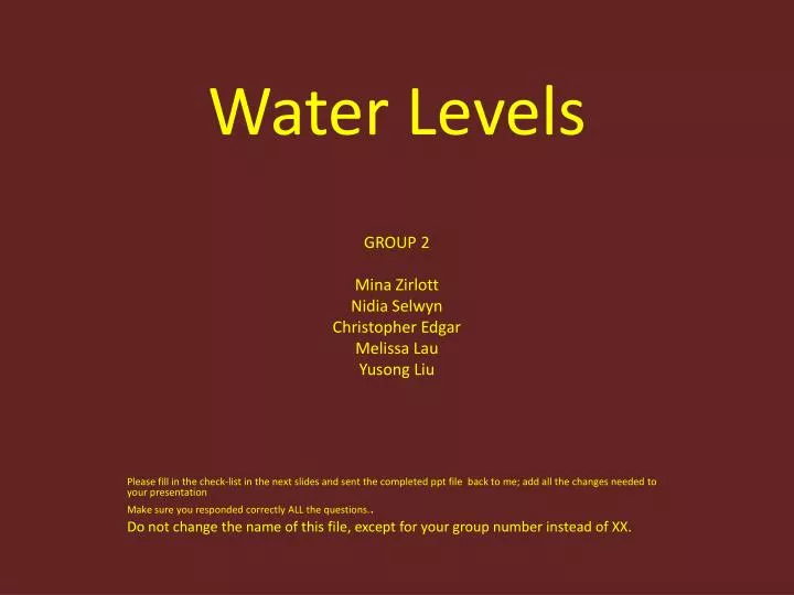 water levels