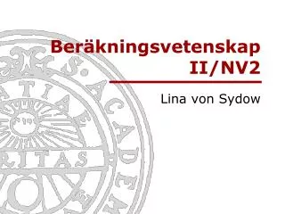 ber kningsvetenskap ii nv2