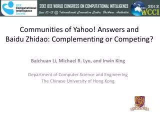 Communities of Yahoo! Answers and Baidu Zhidao: Complementing or Competing?