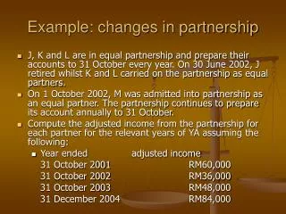 Example: changes in partnership