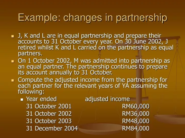 example changes in partnership