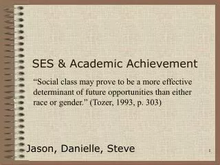 SES &amp; Academic Achievement