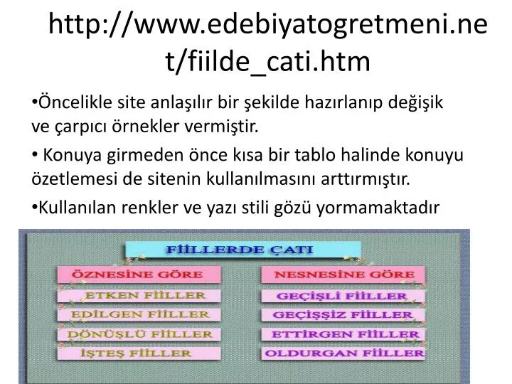 http www edebiyatogretmeni net fiilde cati htm