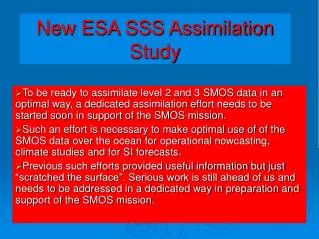 New ESA SSS Assimilation Study