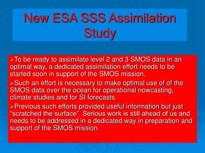 new esa sss assimilation study