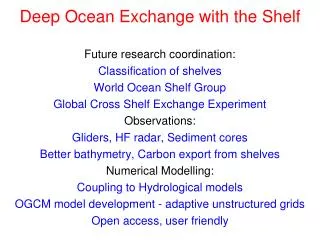Deep Ocean Exchange with the Shelf