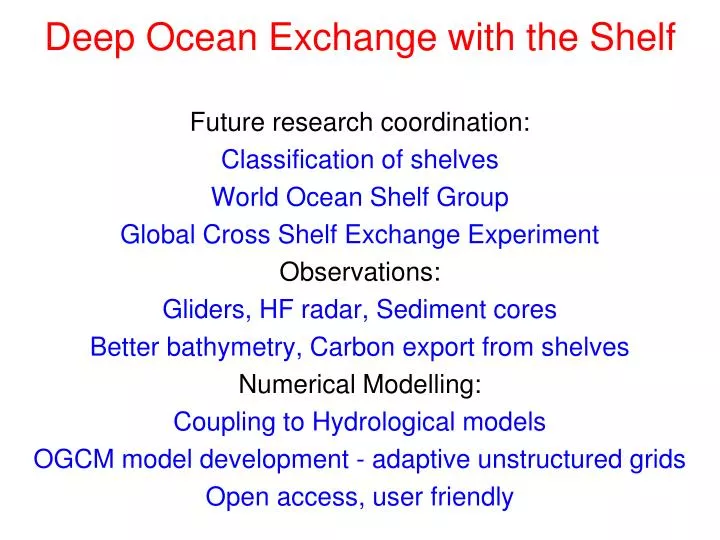 deep ocean exchange with the shelf