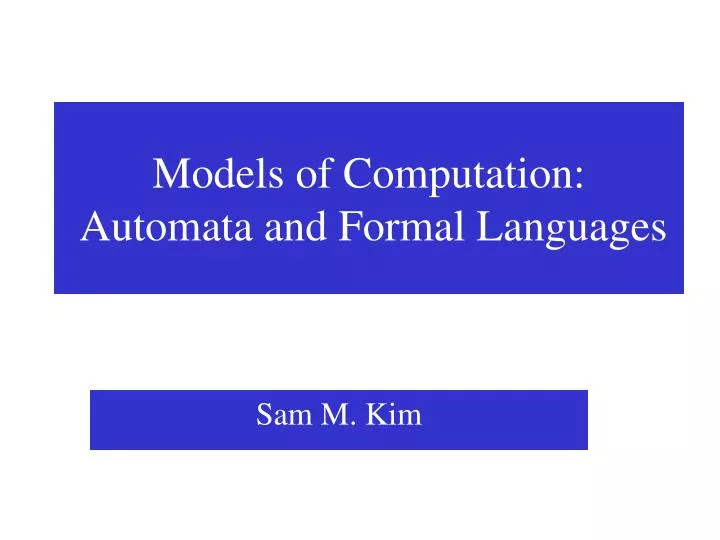 models of computation automata and formal languages