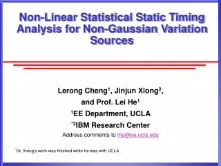 Non-Linear Statistical Static Timing Analysis for Non-Gaussian Variation Sources