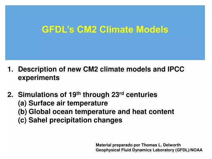 gfdl s cm2 climate models