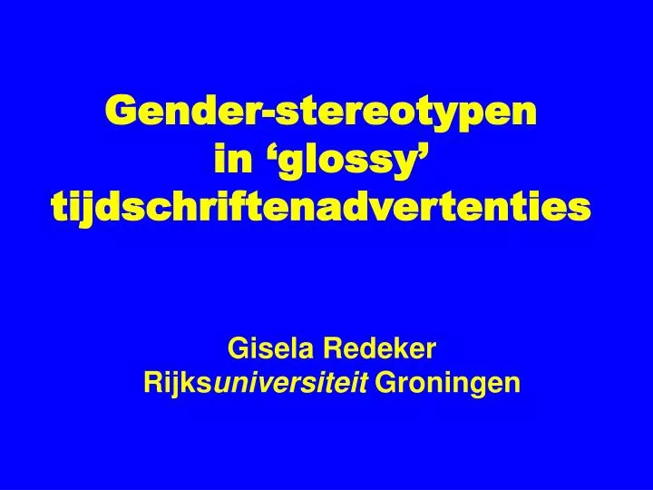 gender stereotypen in glossy tijdschriftenadvertenties