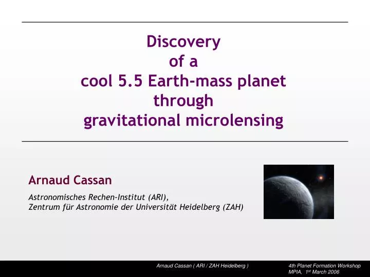 discovery of a cool 5 5 earth mass planet through gravitational microlensing