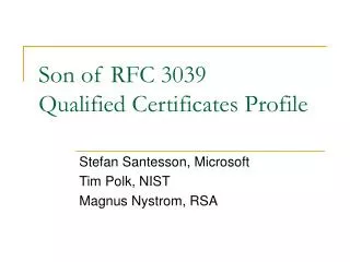 Son of RFC 3039 Qualified Certificates Profile