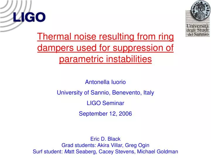 thermal noise resulting from ring dampers used for suppression of parametric instabilities