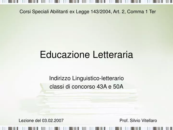 educazione letteraria