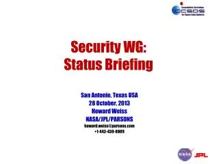 Security WG: Status Briefing