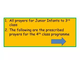 All prayers for Junior Infants to 3 rd class