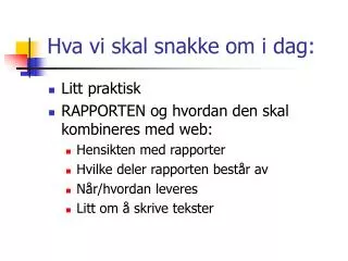 hva vi skal snakke om i dag