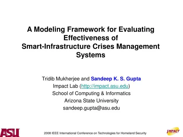a modeling framework for evaluating effectiveness of smart infrastructure crises management systems