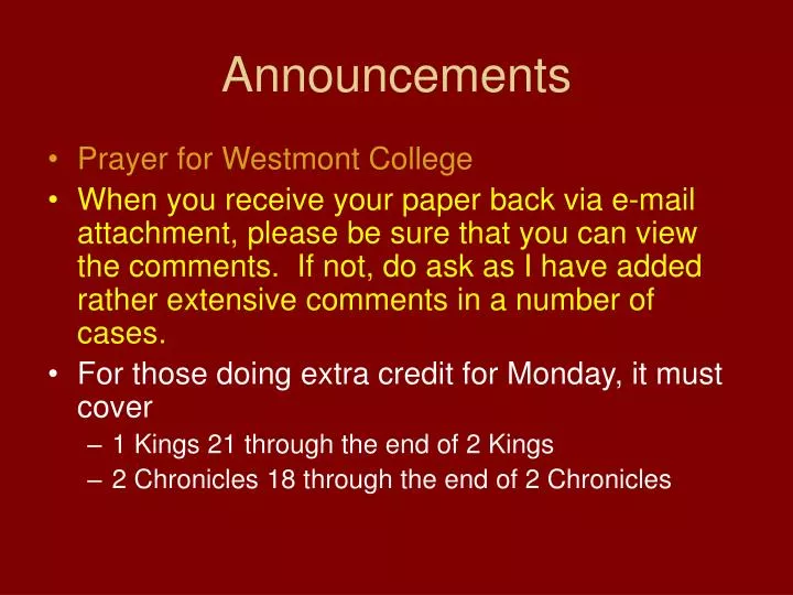 announcements