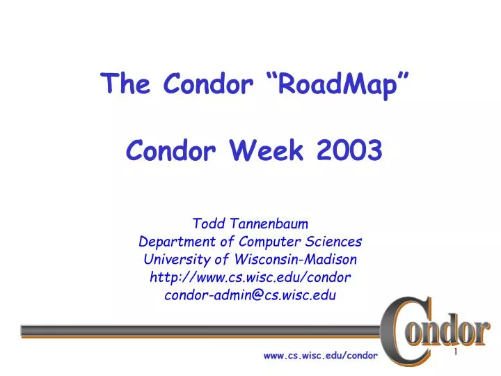 the condor roadmap condor week 2003