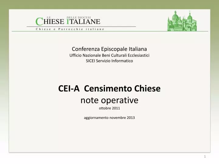 cei a censimento chiese note operative ottobre 2011 aggiornamento novembre 2013