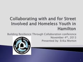 Collaborating with and for Street Involved and Homeless Youth in Hamilton