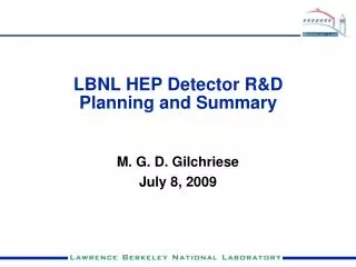 LBNL HEP Detector R&amp;D Planning and Summary