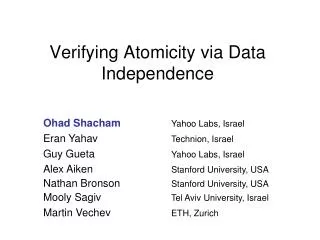 Verifying Atomicity via Data Independence
