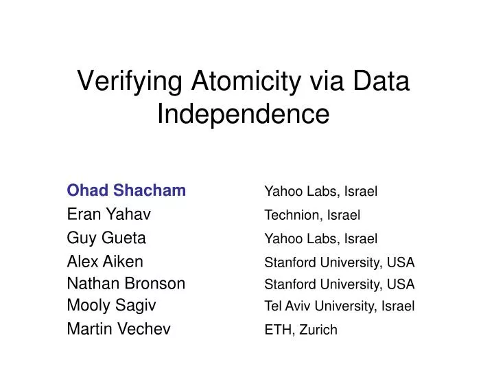verifying atomicity via data independence