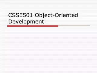 CSSE501 Object-Oriented Development