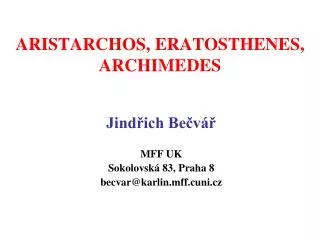 aristarchos eratosthenes archimedes