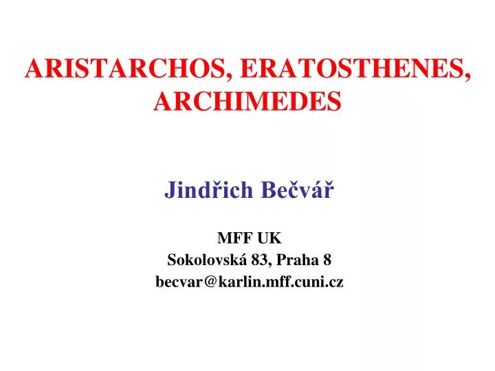 aristarchos eratosthenes archimedes