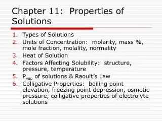 Chapter 11: Properties of Solutions