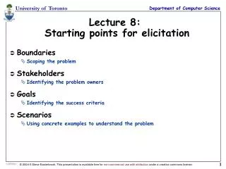Lecture 8: Starting points for elicitation